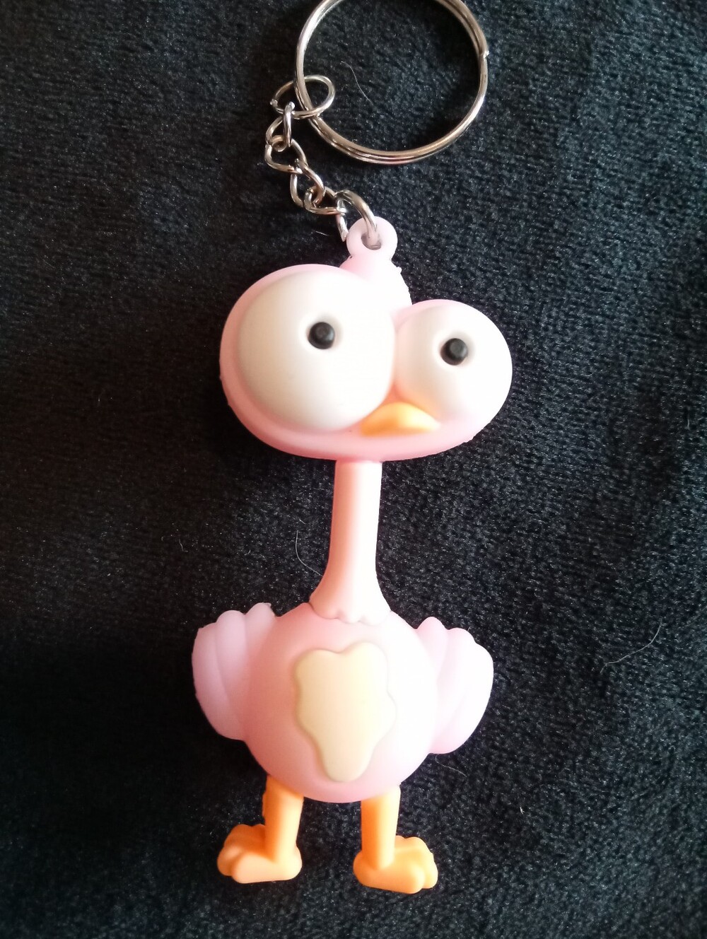 Pink Novelty Bird Keychain with Orange Beak and Feet